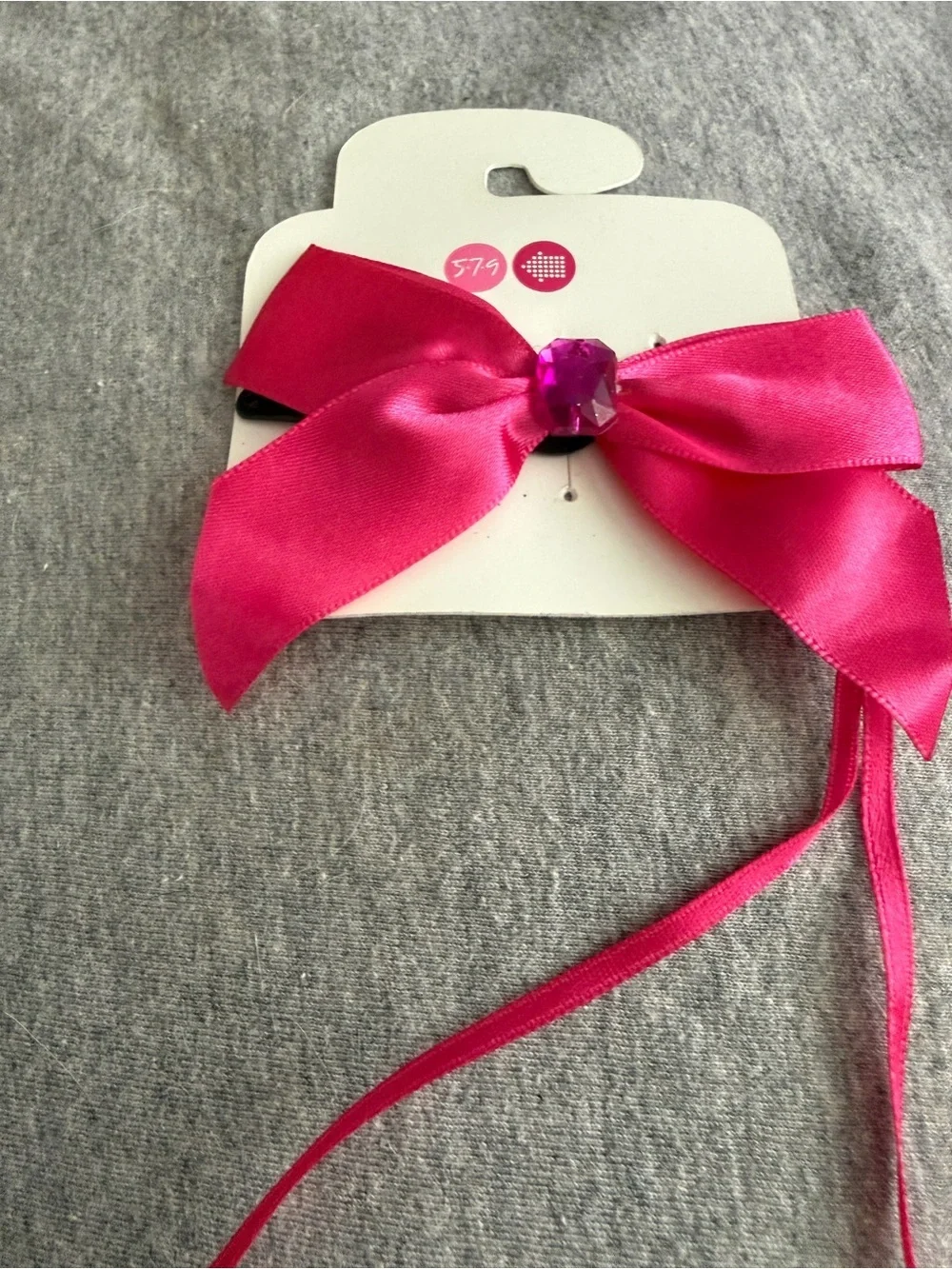 Hot Pink Ribbon Feather Tie Hair Clip